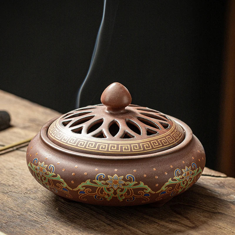 Ceramic Enamel Lotus Incense Burner