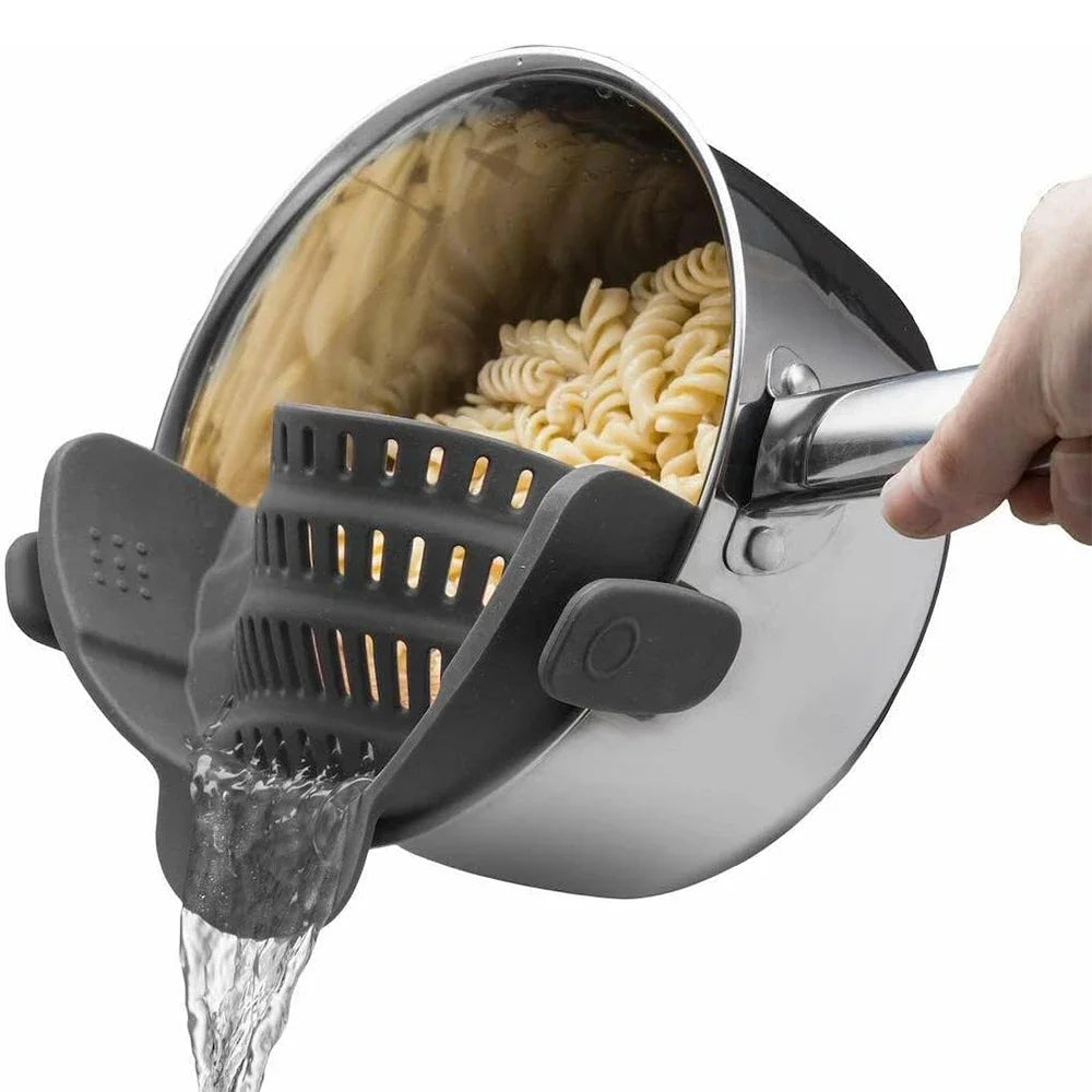 Universal Clip-On Silicone Strainer (Hands-Free Draining for Pots & Pans)