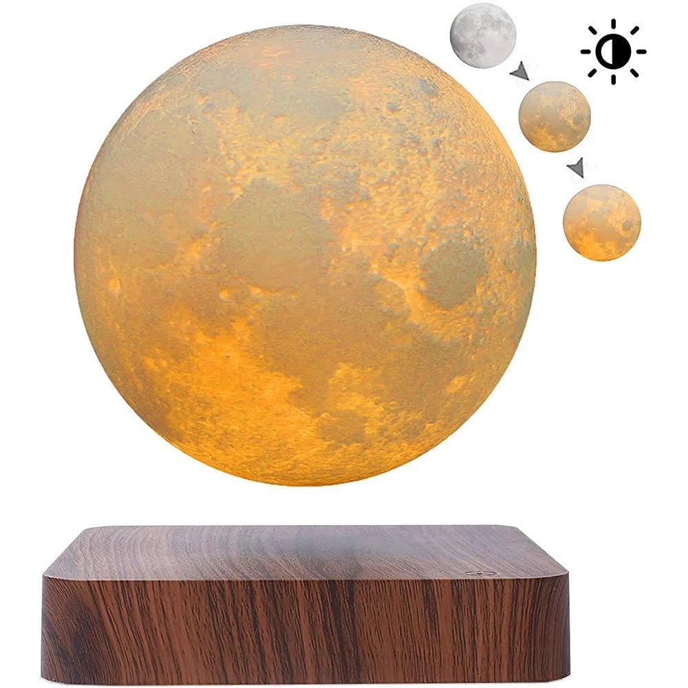 High-Tech Magnetic Levitating Moon Lamp (3D Floating & Rotating Ambiance Light)