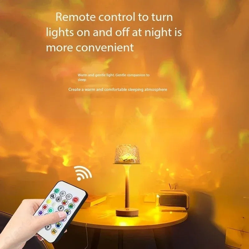 Modern Mushroom Table Lamp (Dynamic Water Ripple Projector for Relaxing Ambiance)