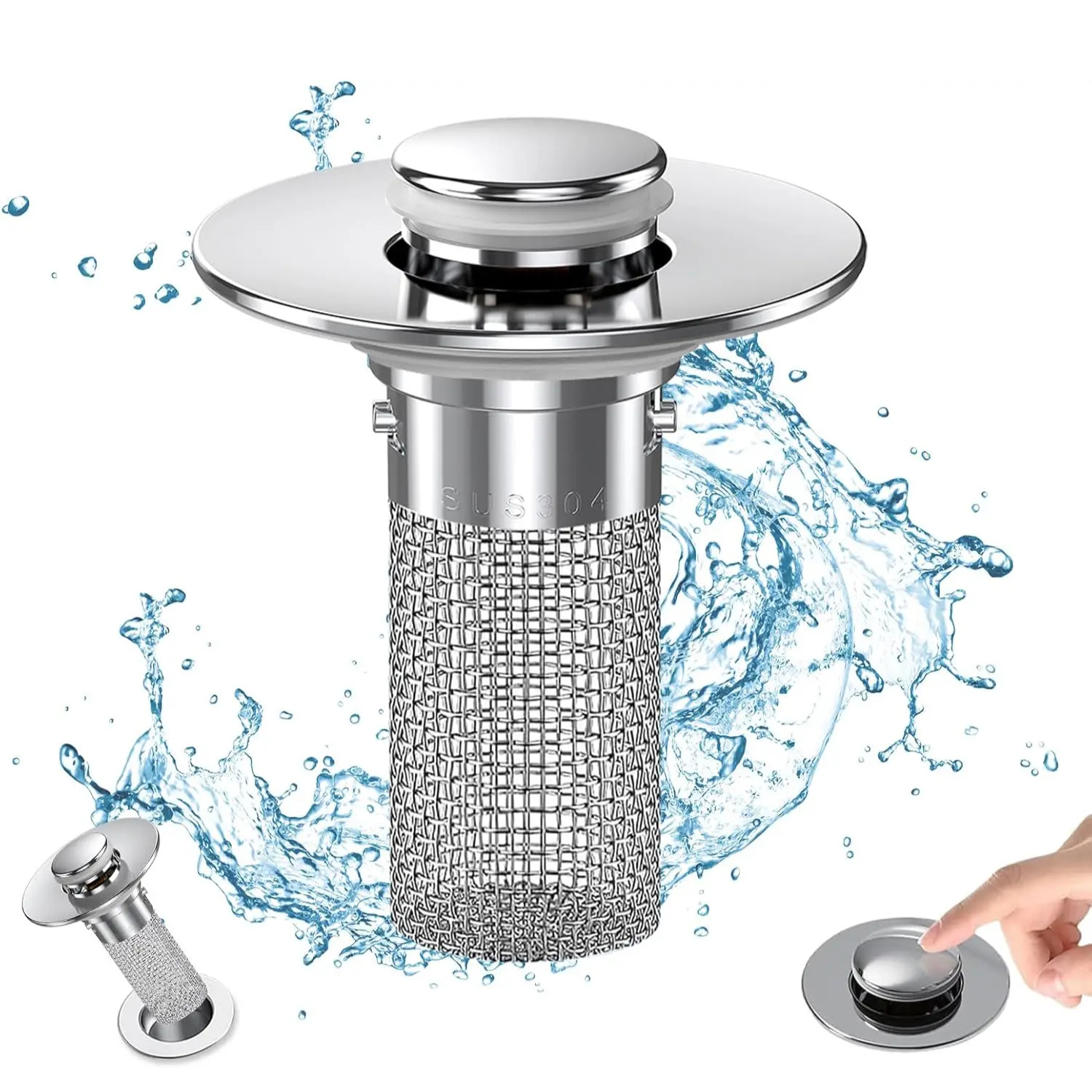 Universal Anti-Clog Bathroom Sink Drain Strainer (Fine Mesh Hair Catcher)