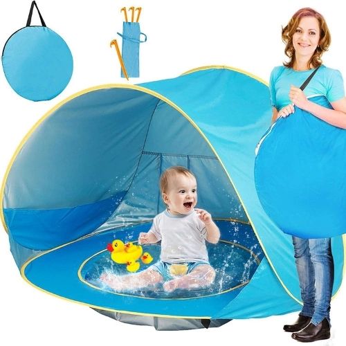 Pop-Up Baby Beach Tent (UV 50+ Protection & Safe Play Pool)