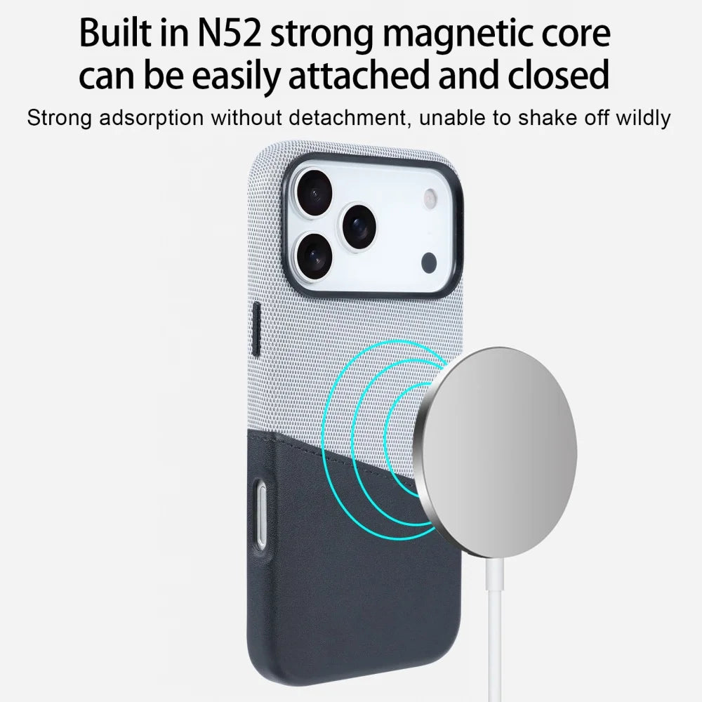 Premium Hybrid Leather Fabric Case for iPhone (Luxurious Texture & Slim Protection)