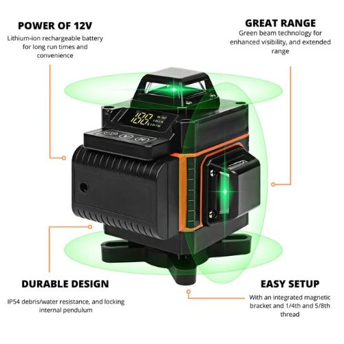 3D 360° Self-Leveling Laser Level (High-Precision Green Beam for Professional Use)