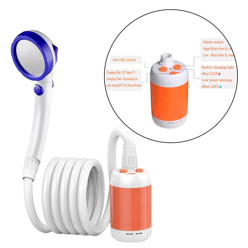 Portable Electric Camping Shower System (USB Rechargeable Pump for Outdoor Hygiene)