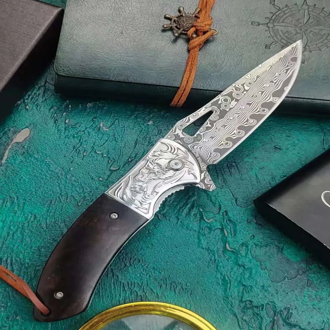 Premium Damascus Steel Folding Knife (Artisan Craftsmanship & Superior Durability)