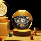 3D Luminous LED Crystal Ball (Galaxy & Solar System Design - Luxury Night Light)