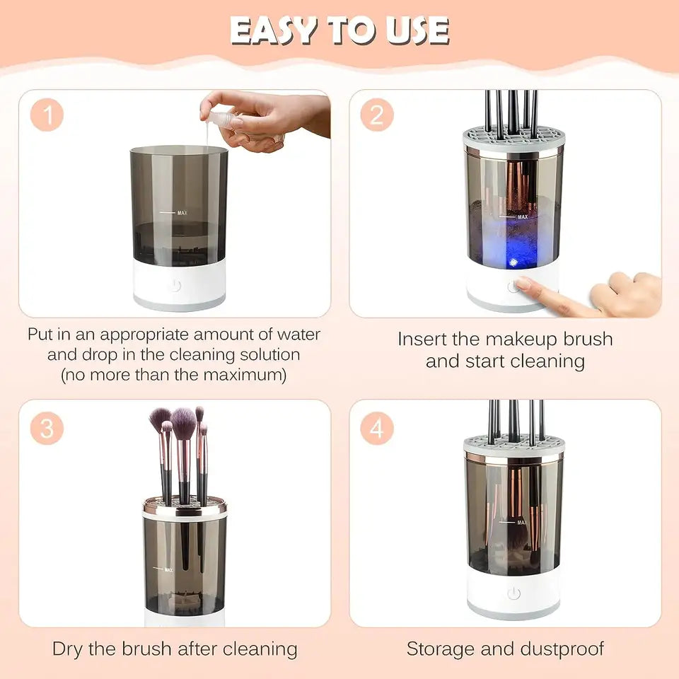 Automatic Electric Makeup Brush Washer & Dryer (Fast, Deep Cleaning for Skin Health)