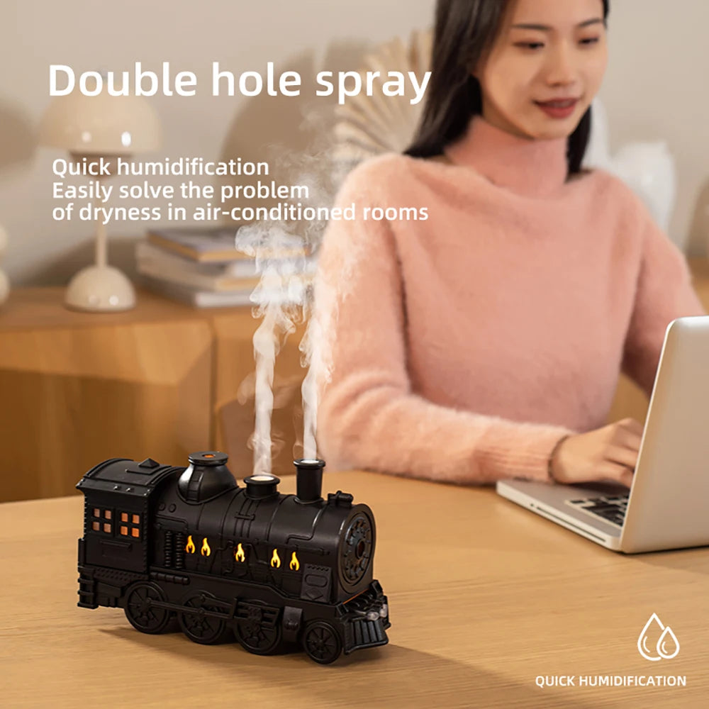 Innovative Vintage Steam Train Humidifier (Fog Effect & Relaxing Night Light)