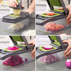 12-in-1 Multi-Function Vegetable Chopper & Slicer (All-in-One Dicer, Grater with Drain Basket)