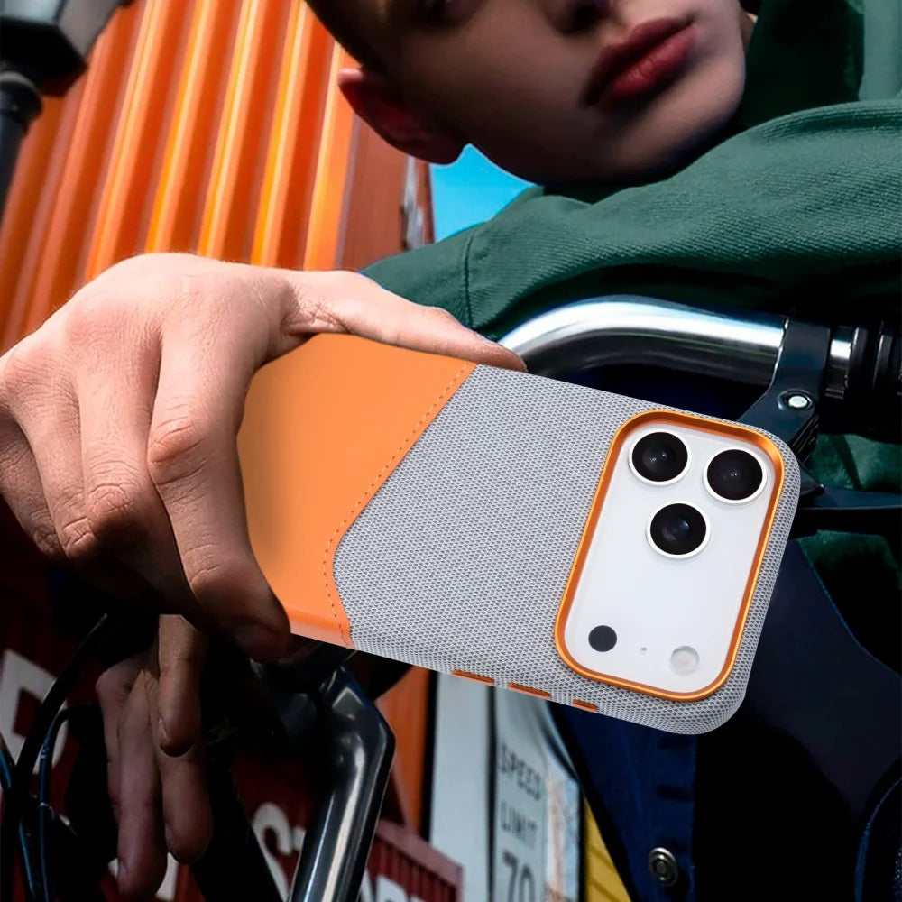 Premium Hybrid Leather Fabric Case for iPhone (Luxurious Texture & Slim Protection)