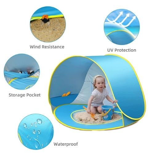Pop-Up Baby Beach Tent (UV 50+ Protection & Safe Play Pool)