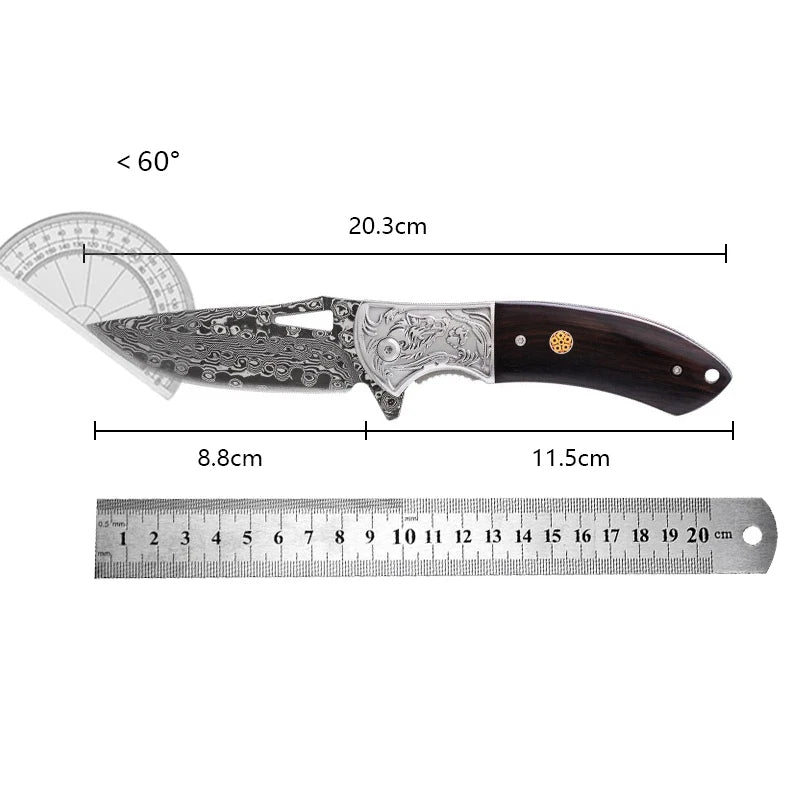 Premium Damascus Steel Folding Knife (Artisan Craftsmanship & Superior Durability)
