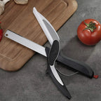 2-in-1 Smart Food Chopper Scissors (Stainless Steel Blade & Integrated Cutting Board)