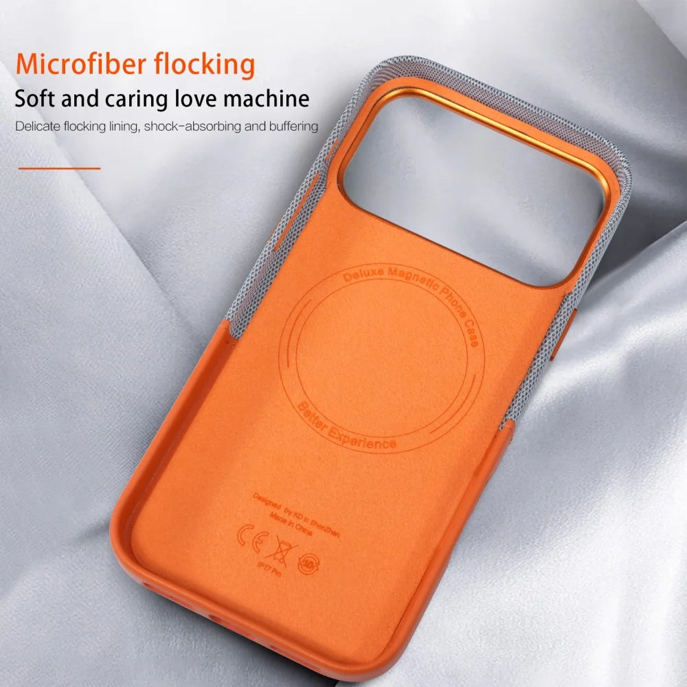 Premium Hybrid Leather Fabric Case for iPhone (Luxurious Texture & Slim Protection)