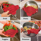 Universal Clip-On Silicone Strainer (Hands-Free Draining for Pots & Pans)