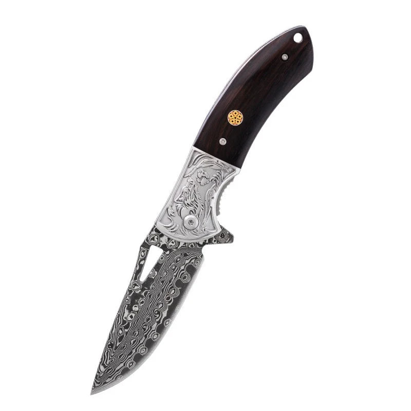 Premium Damascus Steel Folding Knife (Artisan Craftsmanship & Superior Durability)