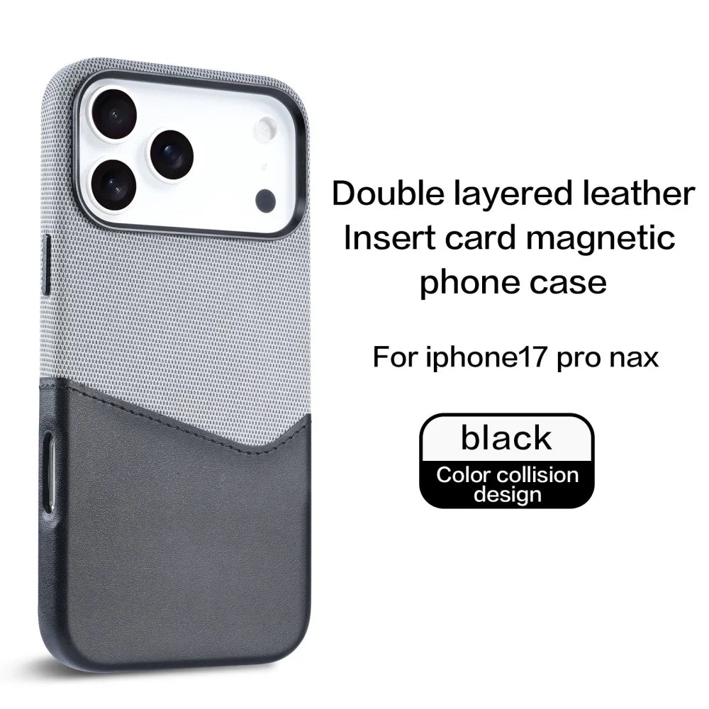 Premium Hybrid Leather Fabric Case for iPhone (Luxurious Texture & Slim Protection)