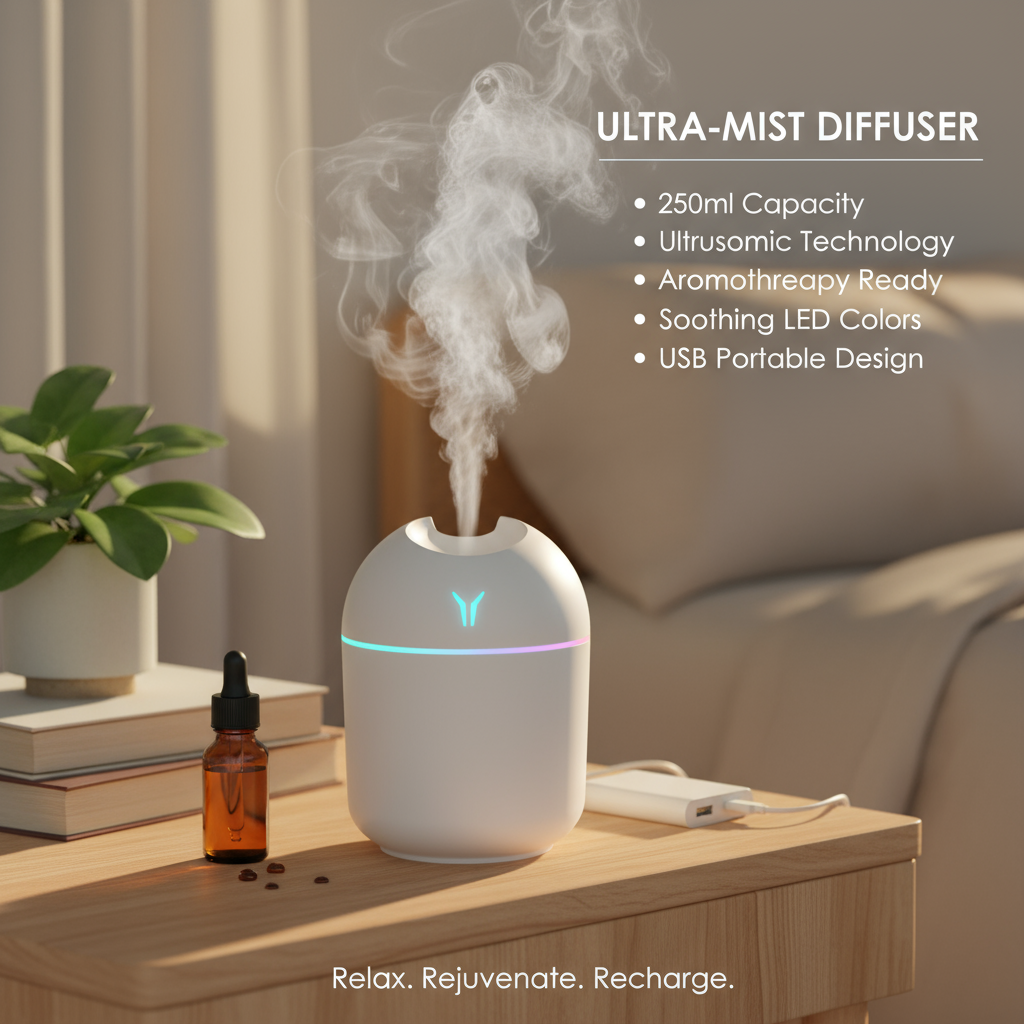 جهاز ترطيب الهواء المحمول مع موزع الزيوت العطرية