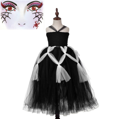 Children Girls’ Halloween Costume Set: Sleeveless Princess Tulle Dress
